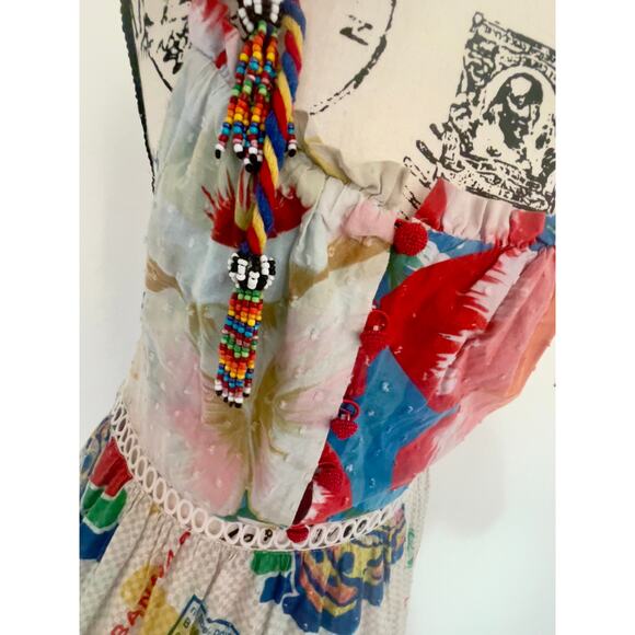 FARM RIO MAXI DRESS FLOWY SZ SMALL TROPICAL FRUITY PRINT MAXIMALIST AESTHETIC - Picture 11 of 16